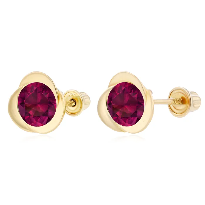 Sterling Silver Rhodium 6mm Round Amethyst Invert Screwback Earrings Silver Earrings