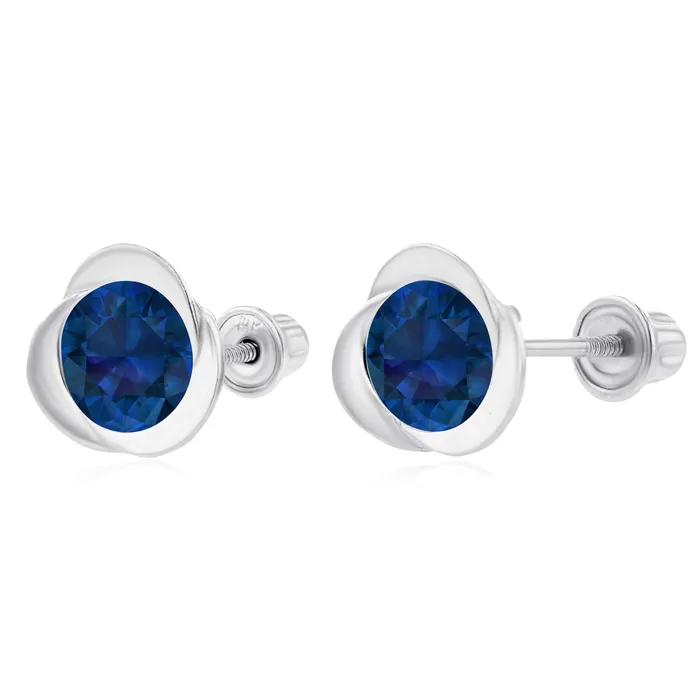 Sterling Silver Rhodium 6mm Round Amethyst Invert Screwback Earrings Silver Earrings