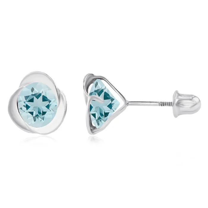 Sterling Silver Rhodium 6mm Round Amethyst Invert Screwback Earrings Silver Earrings