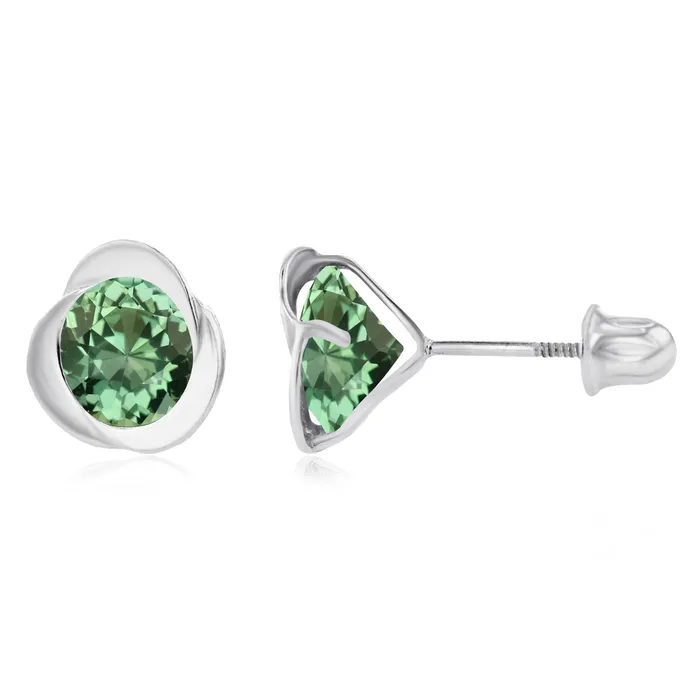 Sterling Silver Rhodium 6mm Round Amethyst Invert Screwback Earrings Silver Earrings
