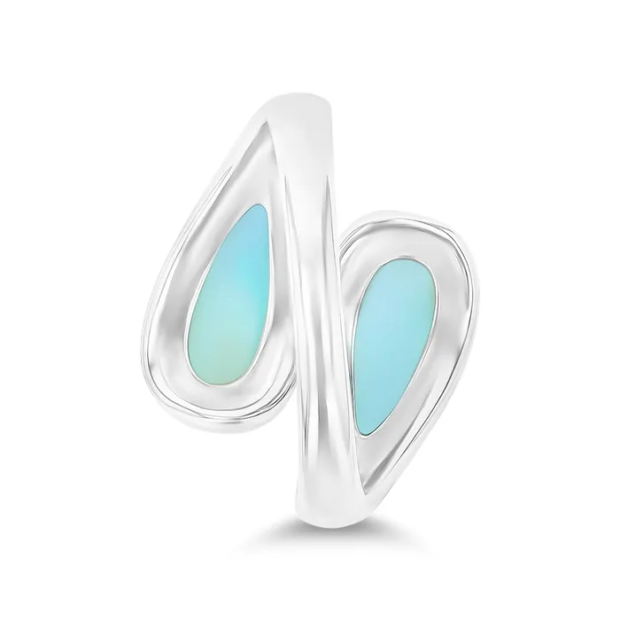 Sterling Silver Rhodium Larimar Bypass Fashion Ring Silver Rings