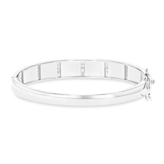 Sterling Silver Rhodium Larimar Cubic Zirconia Row Bangle Bracelet Silver Bracelets Sterling Silver Rhodium Larimar Cubic Zirconia Row Bangle Bracelet Silver Bracelets