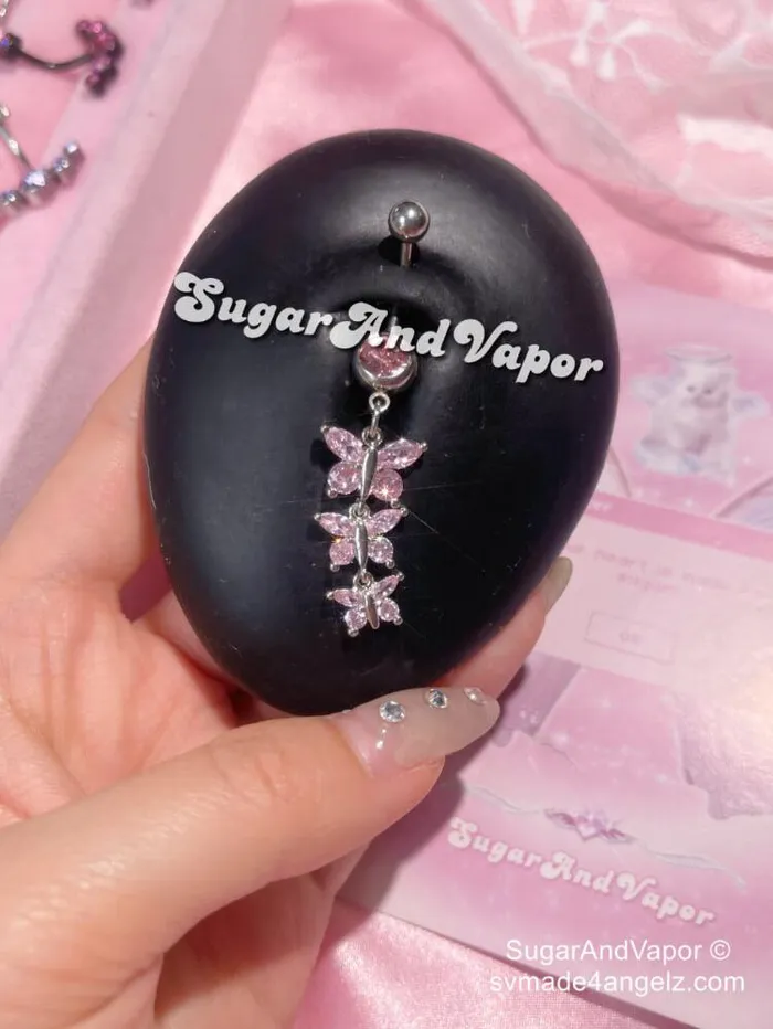 SugarAndVapor Rings Alara Butterflies Dangle Belly Ring